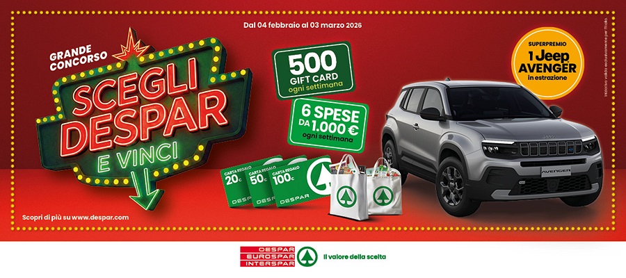 “SCEGLI DESPAR E VINCI”: AL VIA IL NUOVO CONCORSO A PREMI FIRMATO DESPAR